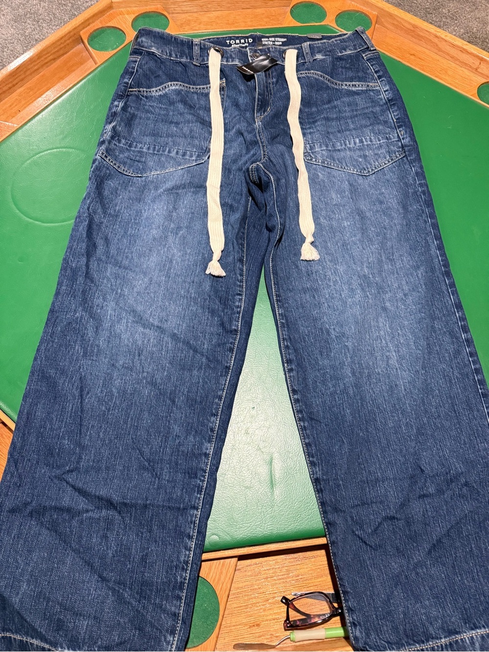 Torrid Dark Blue Denim Drawstring Jeans size 12R NWT